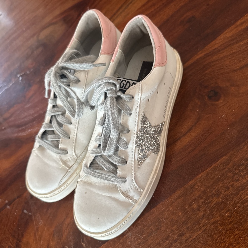 Golden Goose White and Pink Sneakers